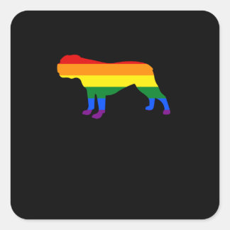 Adesivo Quadrado Gay Dogs Bulldog Orgulho gay do Arco-Íris