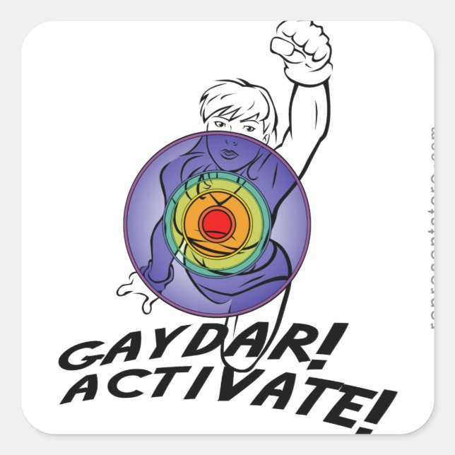 Adesivo Quadrado Gaydar! Ativar! Rainbow Lesbian (Frente)