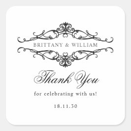 Adesivo Quadrado [GAZELLE] Casamento Monocromático Elegante Preto e