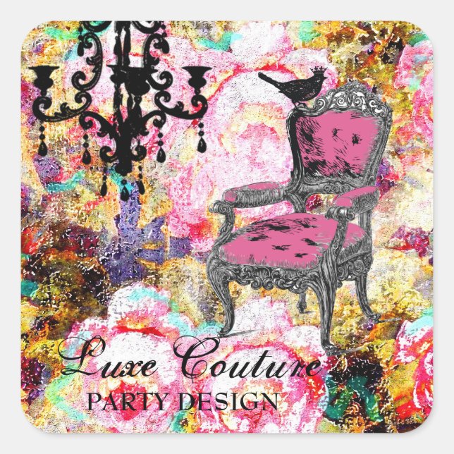 Adesivo Quadrado GC Fabulosamente francês Shabby Rosa (Frente)