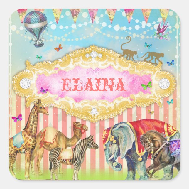Adesivo Quadrado GC Magical Join the Circus Vintage (Frente)