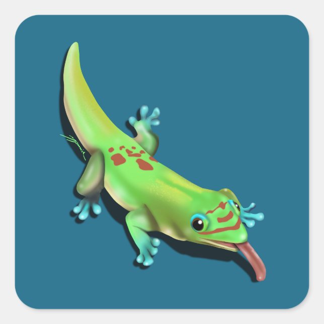 Adesivo Quadrado Gecko do dia — território de solicitação (Frente)