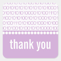 Geek Chic Binary Code Obrigado Stickers, Purple