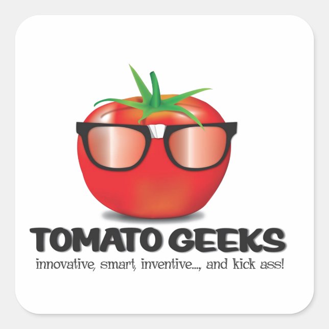 Adesivo Quadrado Geek de tomate (Frente)