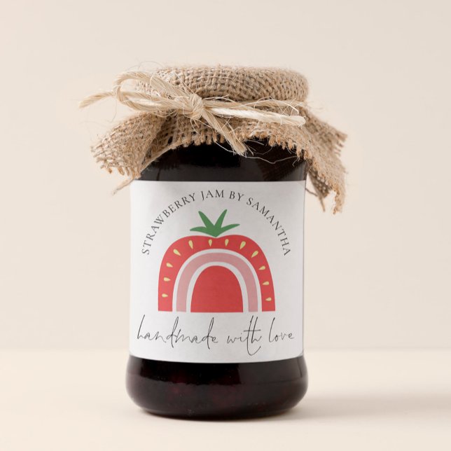 Adesivo Quadrado Geléia de Morango Artesanal Nome Arco-íris (Criador carregado)