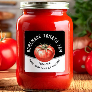 Adesivo Quadrado Geleia de tomate com tomate vermelho