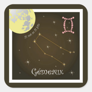 Adesivo Quadrado Gémeaux 21 mai au 21 juin Aufkleber