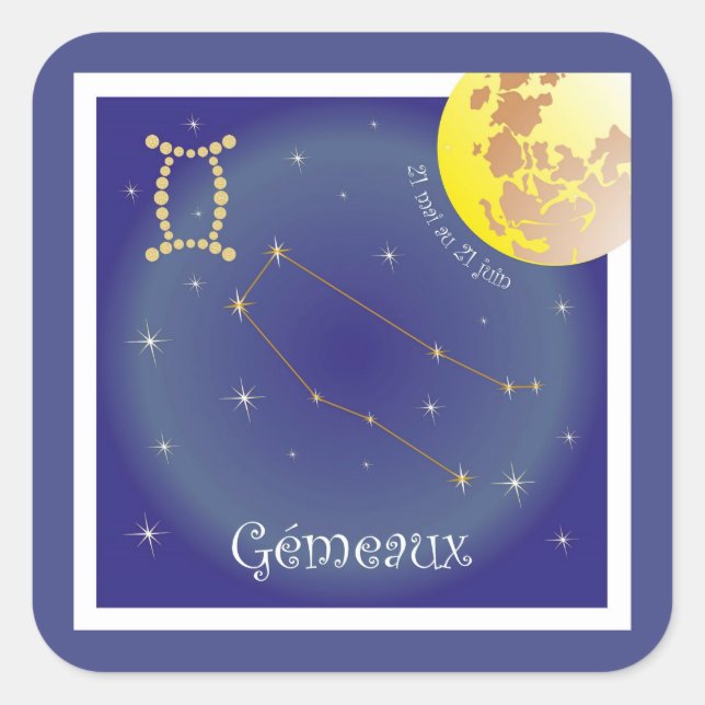 Adesivo Quadrado Gémeaux 21 Mai de 21 autocolantes au juin (Frente)