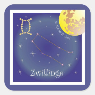 Adesivo Quadrado Gémeos 21. Maio até 21. junho autocolante