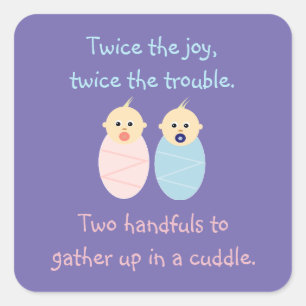 Adesivo Quadrado Gêmeos = o dobro da alegria