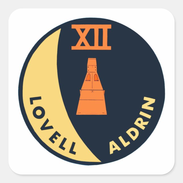 Adesivo Quadrado Gemini 12 Lovell e Aldrin (Frente)