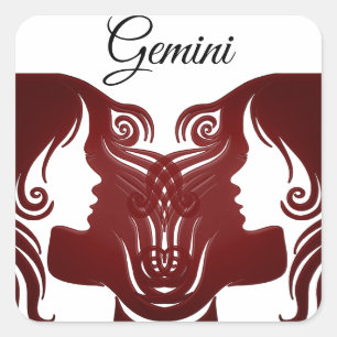 Adesivo Quadrado Gemini gêmeos Sinal de Horoscópio Zodiac