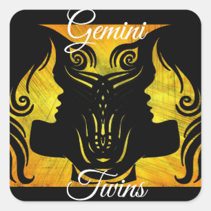 Adesivo Quadrado Gemini gêmeos Sinal de Horoscópio Zodiac
