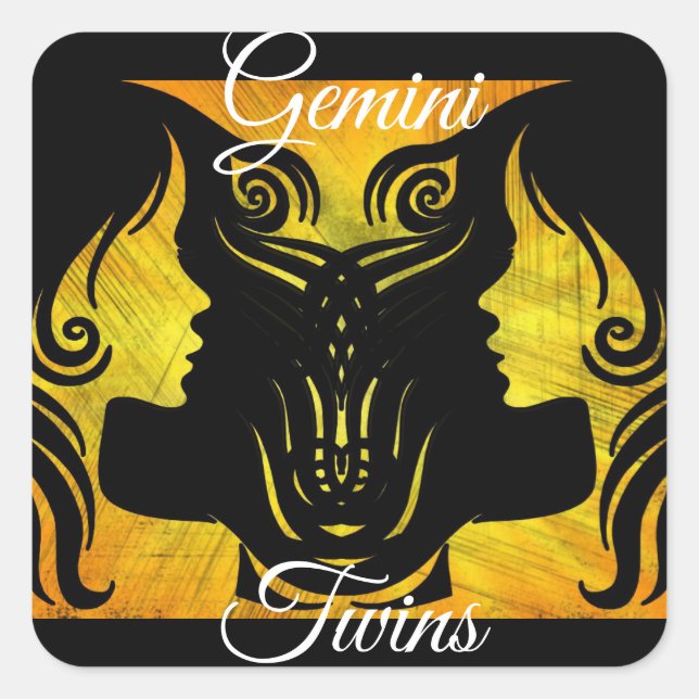 Adesivo Quadrado Gemini gêmeos Sinal de Horoscópio Zodiac (Frente)
