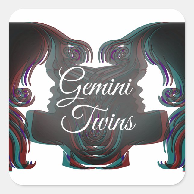 Adesivo Quadrado Gemini gêmeos Sinal de Horoscópio Zodiac (Frente)