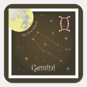 Adesivo Quadrado Gemini May 21 to de June de 21 autocolantes