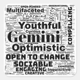 Adesivo Quadrado Gemini Zodiac Word Cloud Inspiration