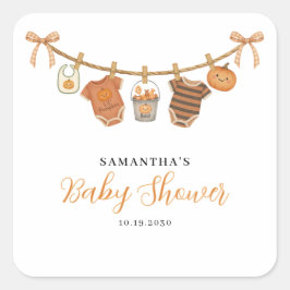 Adesivo Quadrado Gender Neutral Clothesline Halloween Baby Shower 