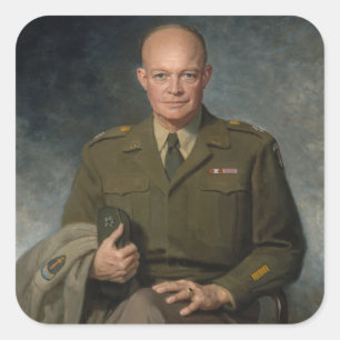 Adesivo Quadrado General Dwight Eisenhower 5 Star - Retrato Pintado