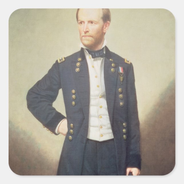 Adesivo Quadrado General William Sherman 1866 (Frente)
