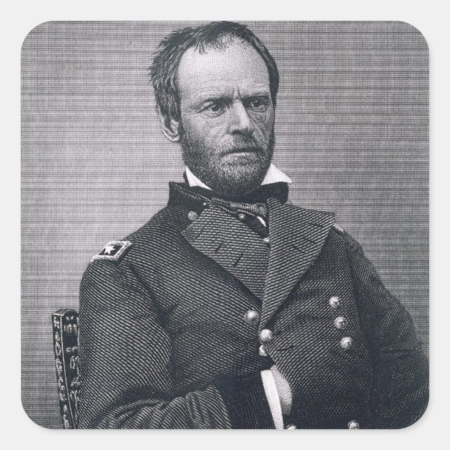 Adesivo Quadrado General William Tecumseh Sherman, gravado após um (Frente)