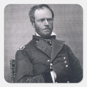 Adesivo Quadrado General William Tecumseh Sherman, gravado após um