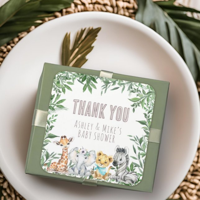 Adesivo Quadrado Gênero Animais Safari Neutros Chás de fraldas Gree (Criador carregado)