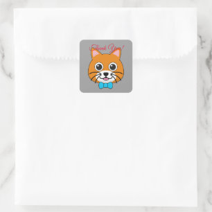 Adesivo Quadrado Gengibre Feliz e Bonito com Papillon Personaliza