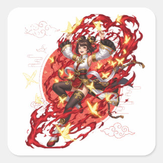 Adesivo Quadrado Genshin Impact Xiangling Pyro Sticker de Anime - L
