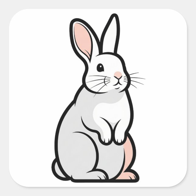 Adesivo Quadrado Gentle Minimal Rabbit Illustration (Frente)