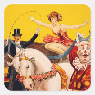 Adesivo Quadrado Gentry Bros. Poster de circo. Srta. Louise Hilton