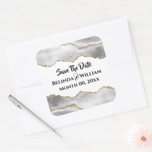 Adesivo Quadrado Geodo falso ouro casais casados de ágata branca