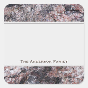 Adesivo Quadrado Geologia Rock Pinkish com Rótulo de Texto