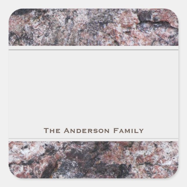 Adesivo Quadrado Geologia Rock Pinkish com Rótulo de Texto (Frente)