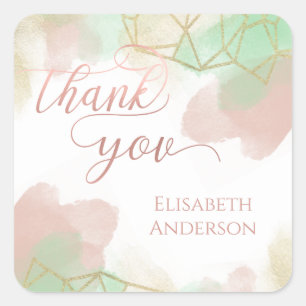 Adesivo Quadrado Geometria da cor d'água do ouro com borrão de Neom