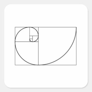 Adesivo Quadrado Geometria da Seção do Ouro Espiral Fibonacci