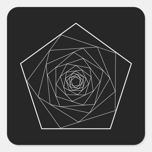 Adesivo Quadrado Geometria Spiratória do Pentágono Sagrada (Frente)