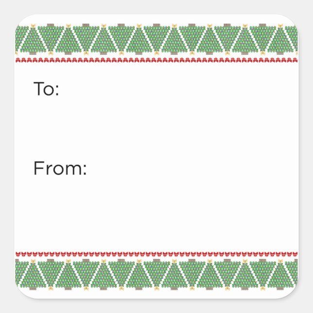Adesivo Quadrado Geometric Bow Christmas Tree Sticker (Frente)
