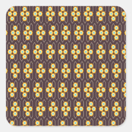 Adesivo Quadrado Geometric pattern with orange and blue hexagons