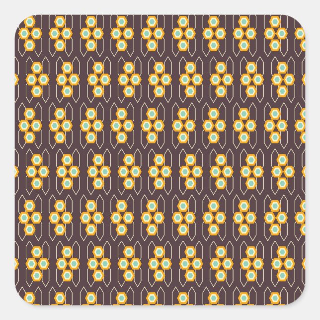 Adesivo Quadrado Geometric pattern with orange and blue hexagons (Frente)