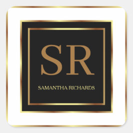 Adesivo Quadrado Geométrico Dourado, Branco E Branco