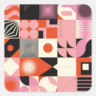 Adesivo Quadrado Geométrico escandinavo: Padrão Trabalho de arte co