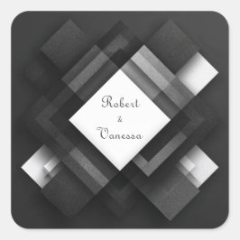 Adesivo Quadrado Geométrico Preto Branco Monocromático Diamante