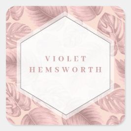 Adesivo Quadrado Geométrico Tropical Rosa