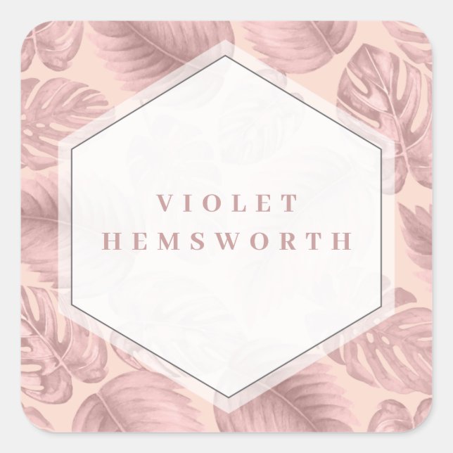 Adesivo Quadrado Geométrico Tropical Rosa (Frente)