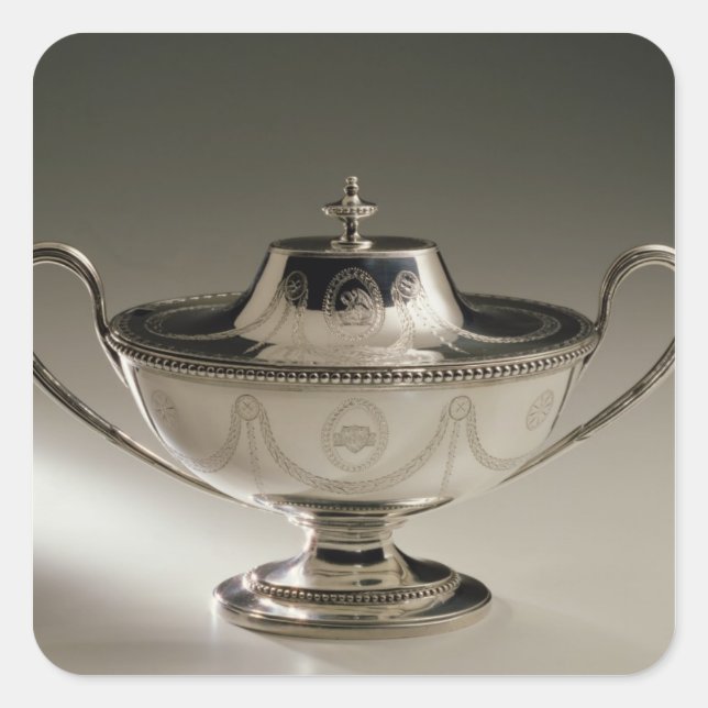 Adesivo Quadrado George III molho tureen e cobrir (Frente)