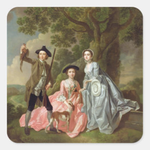 Adesivo Quadrado George Rogers com sua esposa, Margaret, e seu Sis