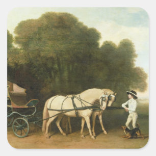 Adesivo Quadrado George Stubbs um Phaeton com um par de Pon de