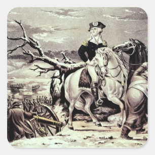 Adesivo Quadrado George Washington que cruza o Delaware