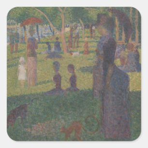 Adesivo Quadrado Georges Pierre Seurat   Estudo para um Domingo em 